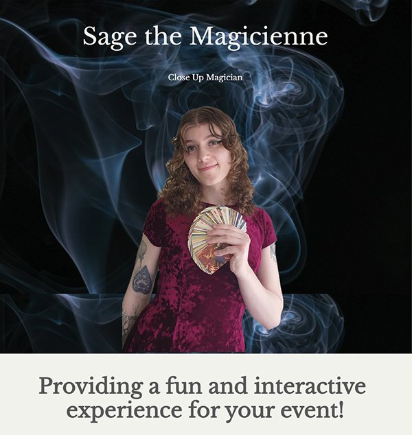 Frontpage for Sage the Magicienne Website